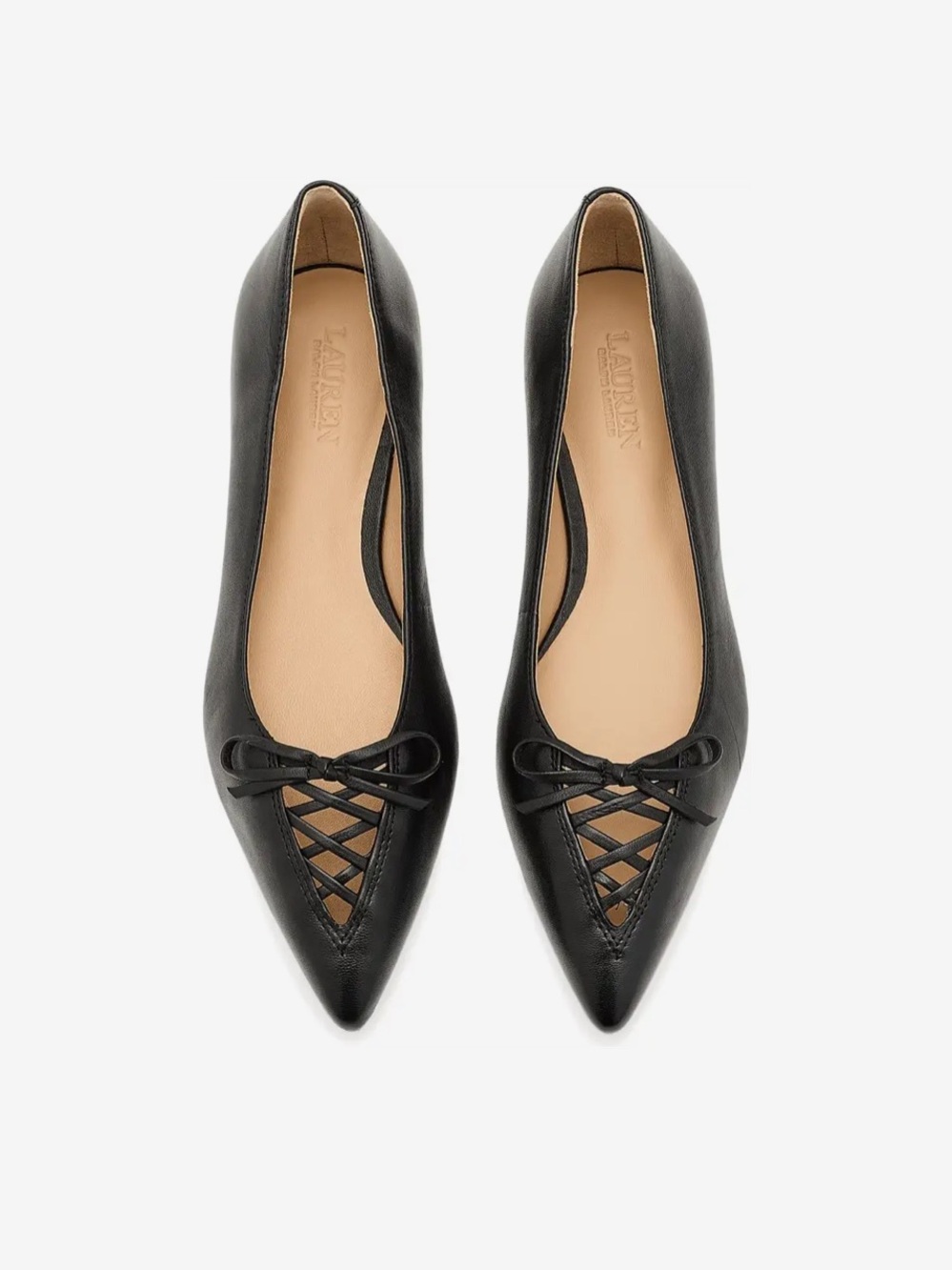Ralph Lauren Lace up Pointed Toe Ballet Flats